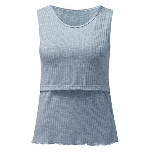 Camiseta regata feminina de maternidade, para gravidez, verão, sem mangas, para roupas de amamentaçã