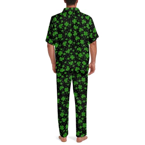 Image of 2 Piece Pjs Mens Button Down Pajamas Set Short Sleeve Soft Sleepwear