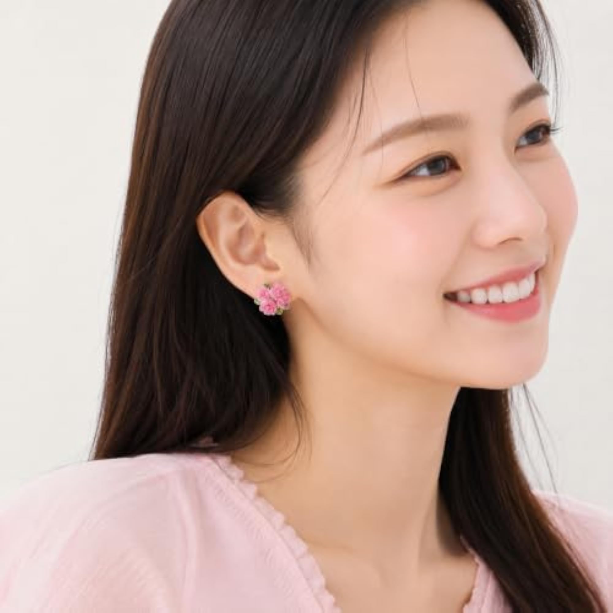Women's Rose Flower Cluster Stud Earrings, Multicolor Resin