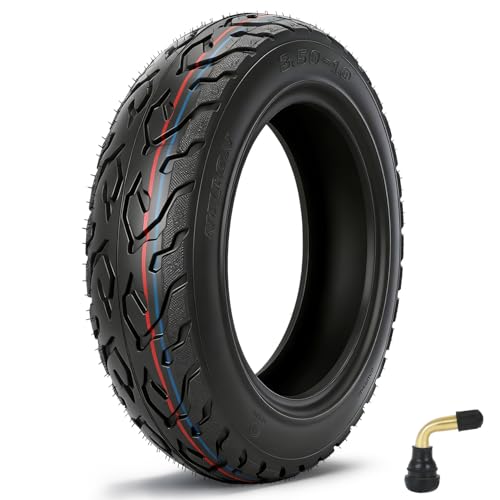 SHIQINHA 3.50-10 Scooter Tire Tubeless Compatible with 49cc 50cc Tao tao Elite 80 Vino 125 Genuine Buddy Scooter 3.50x10 Street Tire Replacement for 10 Inch Rims Front Rear Mopeds with Valve Stem