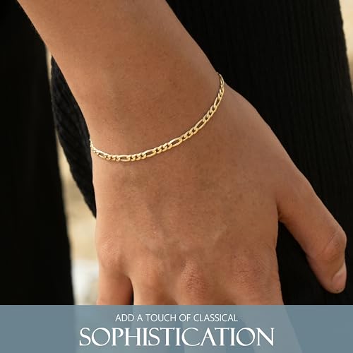 KISPER 18K Gold Plated 925 Sterling Silver Chain Bracelets for Women, Waterproof Tarnish Resistant, Curb/Rope/Figaro/Mariner Link Bracelet, 6.5, 7, 8, 9 Inch2