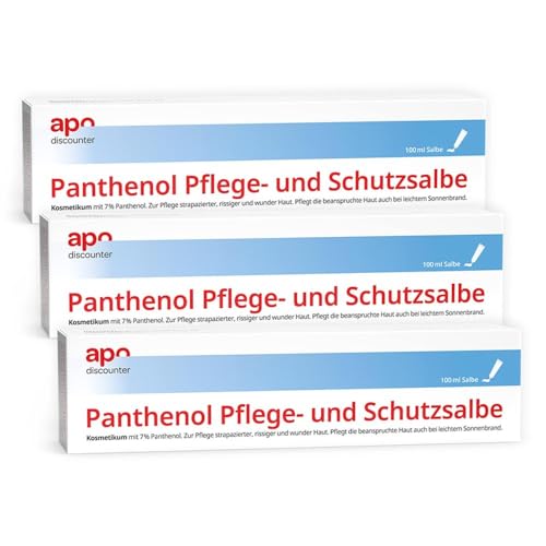 apodiscounter Panthenol Pflege- und Schutzsalbe (3x 100 ml) - mit Panthenol & Vitamin E - für Empfindliche Rissige & Gereizte Haut