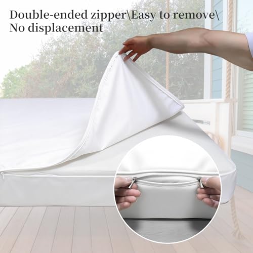 Image of Twin Size Porch Swing Day Bed Cushion Set Include Mattress with Cover,Patio Hanging Daybed Indoor Cushions Set (White, 75 * 39 * 6in)