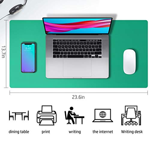 Image of Aothia Leather Desk Pad Protector,Mouse Pad,Office Desk Mat, Non-Slip PU Leather Desk Blotter,Laptop Desk Pad,Waterproof Desk Writing Pad for Office and Home (23.6 inch x 13.7 inch, Vivid Green)