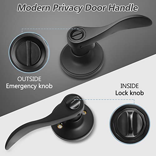 Monkemon Black Door Handle Interior (Set Of 4), Matte Black, Privacy Door Lock Lever For Bathroom And Bedroom, Installation Screws And Instructions Are Included With The Package. #TOP2