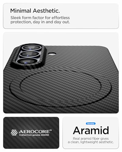 Image of Spigen Air Skin Aramid MagFit | Samsung Galaxy S26 Case [MagSafe] [WPC Qi2 Certified] Galaxy S26 Back Cover | Aramid Fiber+PC - Black