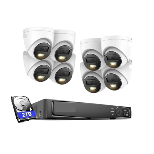Kit De Cámara Seguridad Inteligente Doble Luz 12 MP, 8 Canales, NVR, Cámaras PoE, Videovigilancia Exterior, Protección(2T)