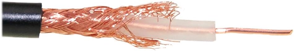 CableWholesale Bulk RG58/U Coaxial Cable, Black, 20 AWG, Solid Core, Braided Shield, Spool, 1000 Foot