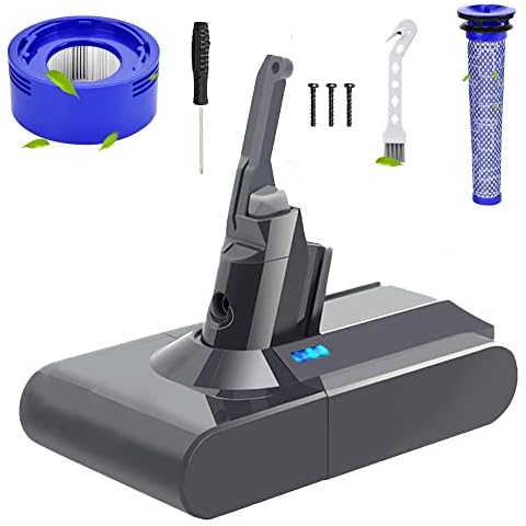 Upgraded 6.0Ah V8 Battery Replacement for Dyson V8 Animal/Absolute/Motorhead/Fluffy/SV10 Handheld Cordless Vacuum Cleaner Li-ion 967834 05 Battery【with Accessoires】 Cover