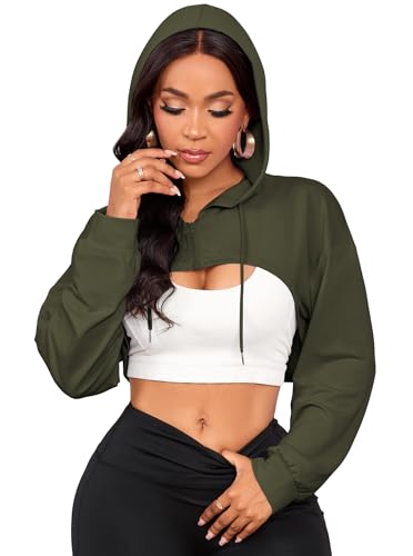 Amazon.com: LovelyWholesale Cropped Zip Up Hoodie Women Crop
