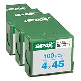 Fassadenschraube, 4 x 45 mm, 100 Stück, Teilgewinde, Linsensenkkopf extra klein, T-STAR plus T15, CUT-Spitze, Edelstahl rostfrei A2 BLAX - 0467040400453 (Packung mit 3)