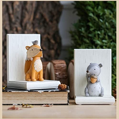 Sujetalibros de madera con diseño de zorro y ardilla para ordenar tu escritorio u oficina 6