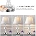 QiMH Glass Table Lamps for Living Room, Modern Table Lamp for Bedroom, Bedside Lamps Set of 2 with USB A+C Ports, 3-Way Dimmable Touch Lamp with Bulbs, Nightstand Lamp for Home Office Reading, Silver