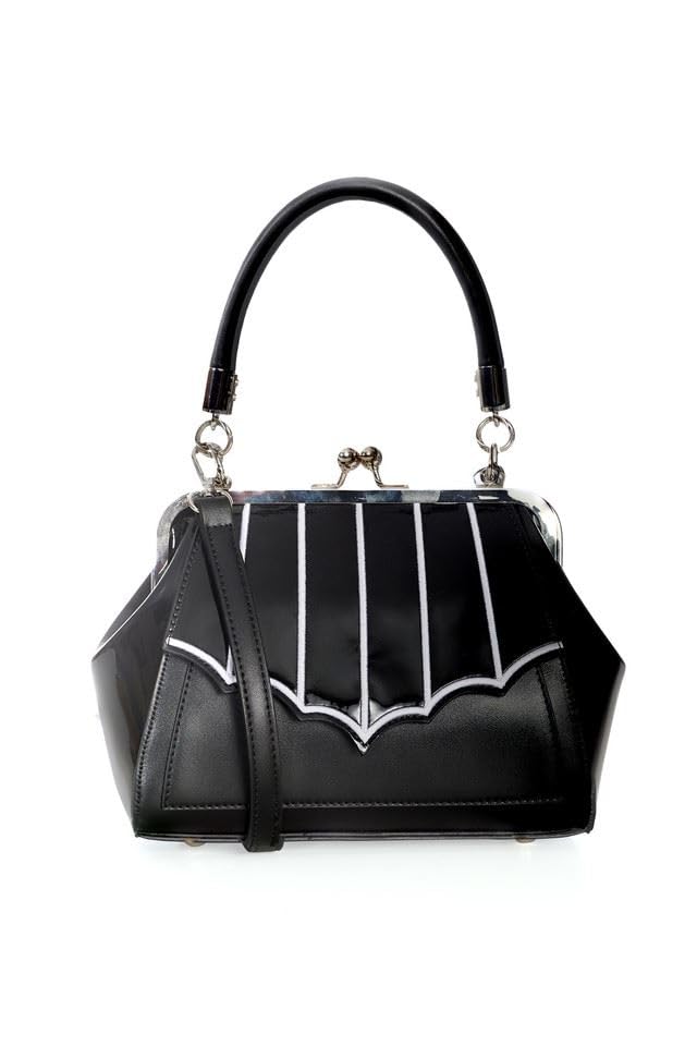 Banned Miss Foxy Bolso de mano de piel sintética estilo gótico retro bolso alternativo de ala de murciélago