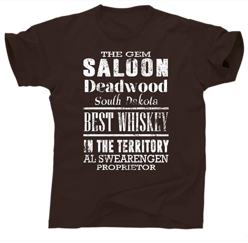 Deadwood Saloon Tee – Old West Whiskey Territory Shirt – Vintage Dakota Frontier Vibes (Brown, XXL)