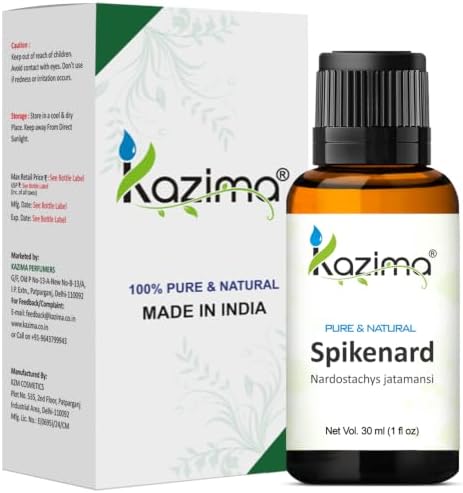 KAZIMA Spikenard (Jatamansi) Essential Oil | Pure & Natural Oil for Face, Skin & Hair Care | Aromatherapy, Diffuser, Massage Oil, Home Fragrance & DIY Beauty | 30 ml