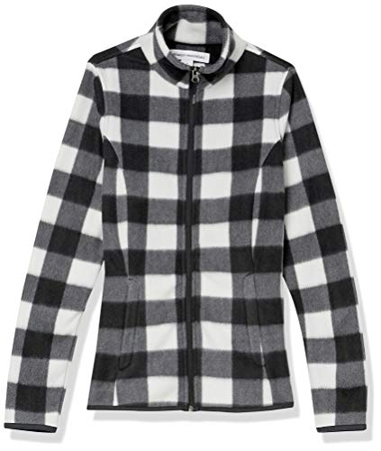 Amazon Essentials Women's Classic-Fit Long-Sleeve Full-Zip Polar Soft Fleece Jacket (Available In Plus Size), White/Black, Buffalo Plaid, Medium #TOP4