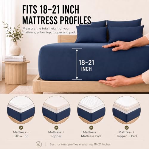 Image of CozyLux 6-Piece King Size Sheet Set, Fits 18-21 Inch Mattresses, Oeko-TEX