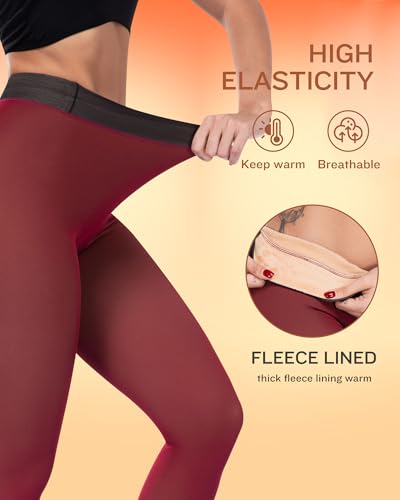 Image of ATHVOTAR Fleece Lined Winter Tights Women - Thermal Warm Opaque Pantyhose Thick Sheer Leggings