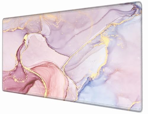 Image of Gaming Mouse Pad 36x24 Giant Desk Mat XXXL Mousepad Extra Large Desk Pad Pink Marble Oversized Huge Computer Mat with Stitched Edges Non-Slip Rubber Base for Office Work Home Game