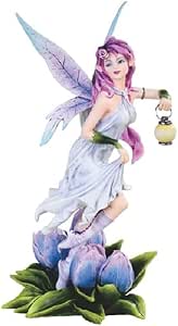 16 In. Native American Fairy Holding Dream Catcher Statue Fantasy Decoration Figurine Yellow - View #4