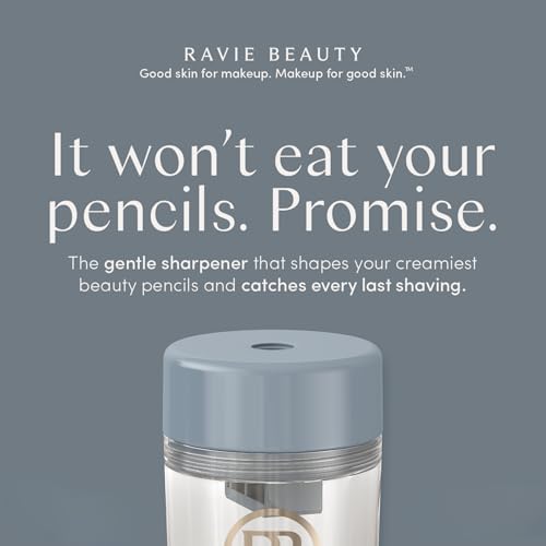 Image of Ravie Beauty Lip and Eye Liner Pencil Sharpener with German Blade and Mess Free Reservoir for Smooth Precise Tips, Travel Friendly for Standard Makeup Pencils (Gray)