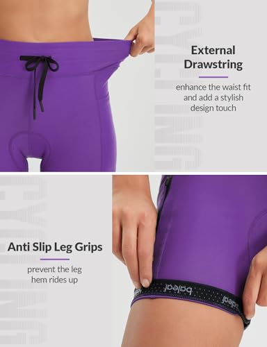 baleaf Feminino Calções De Ciclismo Acolchoados 4D, Cintura Alta, Roupa Íntima Para Ciclismo, Bolsos