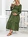 CUPSHE Women's Maternity Maxi Dresses Square Neck Smocked Baby Shower Long Sleeve Ruffled Fashion Casual Fall Pregnancy Dress Olive Green, S
