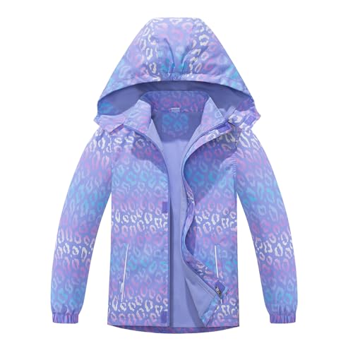 Hovkib Chaqueta Impermeable Niña Chaqueta Cortavientos Térmica Chubasquero Ligera Abrigos con Capucha Outdoor Senderismo Chaqueta Edad 3-12