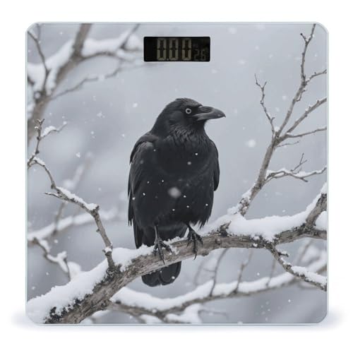 Báscula de baño digital Black Crow con pantalla LCD y vidrio templado 400 lb
