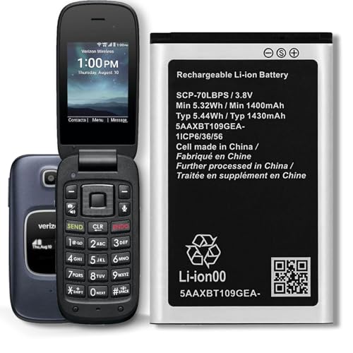 TGXJI Replacement Battery for SCP-70LBPS,1400mAh Battery Compatible with Kyocera Cadence 4G LTE S2720 Verizon Flip Phone SCP70LBPS