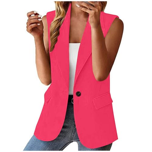 Image of Women's Summer Plus Size Sleeveless Blazer Vest Lightweight Business Jackets Fashion Casual Work Office Tops with Pocket