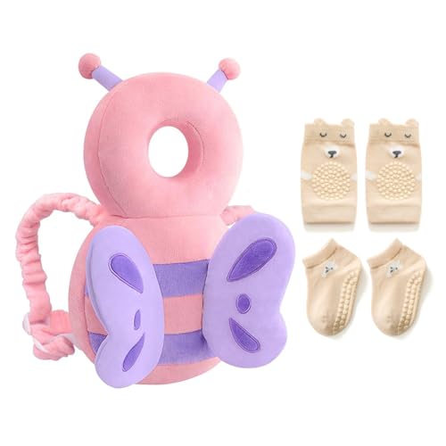 Image of Baby Toddler Head Protector, Baby Head Protection Backpack, Adjustable, Lightweight and Breathable, Pink Butterfly