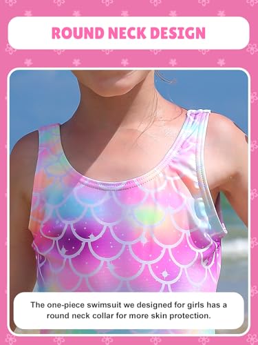 Image of Angel season Girls Swimsuits Kids Bathing Suit One Piece Swimwear with UPF 50+ Cute