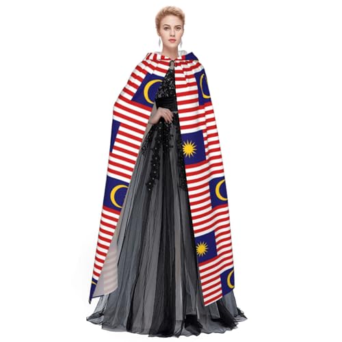 Cape médiévale drapeau Malaisie 140cm avec grande capuche pour cosplay - 4