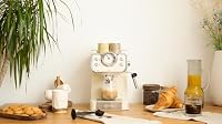 EVVO Intensa Retro Espressomaschine, 15 Bar, Edelstahlgehäuse, Espresso und Cappuccino, 950 W, Doppelauslauf, Siebträger, 1,5-Liter-Wassertank, Schnellheizfunktion – Ansicht 3