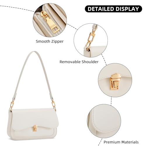 Image of KKXIU Small Shoulder Bag for Women Cute Hobo Handbags Mini Clutch Purses | Classic Trendy Retro Underarm Crossbody Bag with Detachable Straps, Zipper Closure