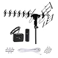 Five Star Outdoor Antenna HD TV 200 Miles Range with Motorized 360° Rotation, UHF/VHF/FM Radio with Infrared Remote Control Plus Installation Kit