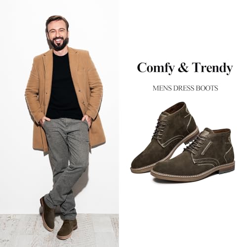 Image of Arkbird Mens Chukka Dress Boots Genuine Leather Suede Classic Fashion Casual Ankle Lace-up Dress Boots for Men