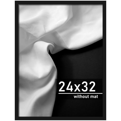 Picrit 24x32 Poster Frame Black Engineered Wood Picture Frame for Horizontal or Vertical Wall Mounting and Displaying Artwork Photos 1 Pack