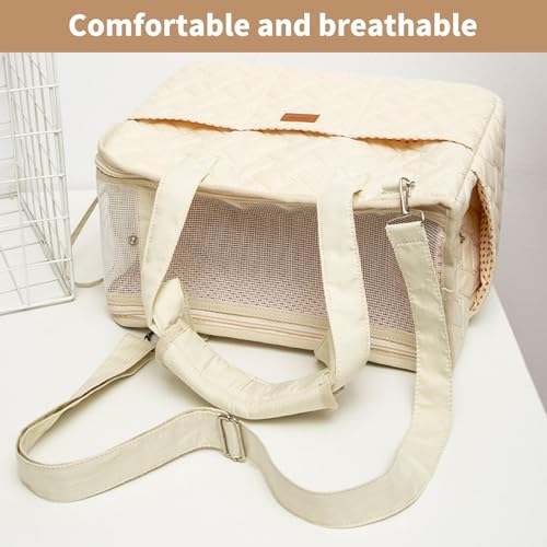 Hundetragetasche bis 5kg, Hundetasche für Kleine Hunde und Katzen, Zubehör für Welpenhandtasche mit Verstellbarer Sicherheitsleine - 41x18x30cm