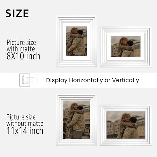 Image of Art Street Luxury Photo Frame for living room, Modern Step Design Photo Frames for Photograph, Art Work, Kids Room Set of 6 (11x14 Inch, White)