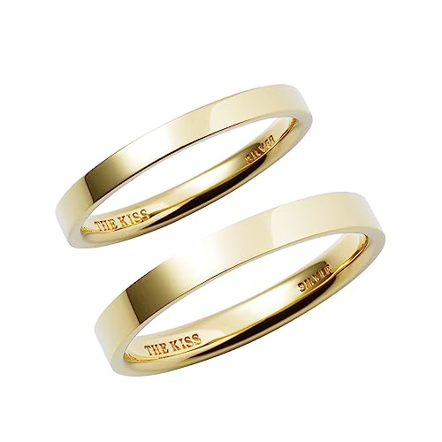 [ザ・キッス] THE KISS SR2029-SR2031 ([上]2.3mm幅 7号/[下]3.0mm幅 5号) シルバー ペアリング 2個セット シンプル 結婚指輪 カップル 記念日 ラッピング ボックス付き ユニセックス 平打ち
