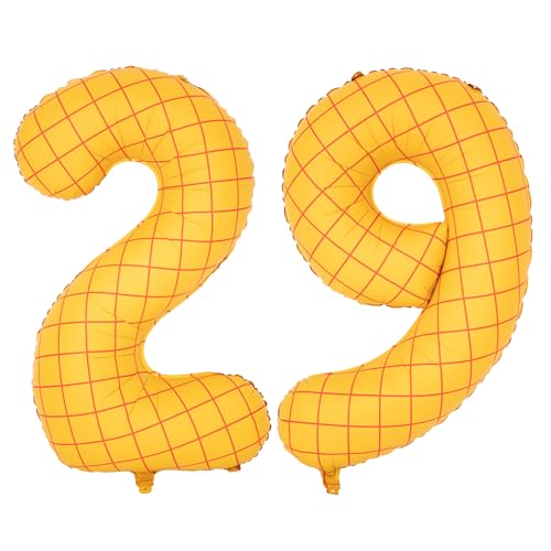 Image of 40 inch Large Number Balloon 29 Toy Inspired Story Yellow Birthday Balloon | Western Rodeo Party Supplies Boy Girl Story Anniversary Kids Birthday Party Cowboy Farm Themed Baby Welcome Decorations
