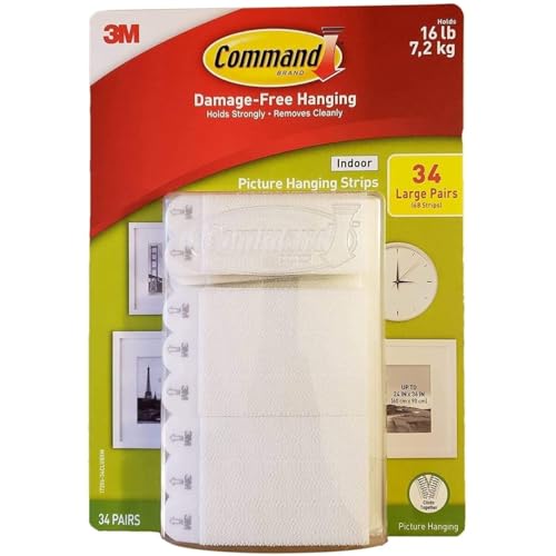 Command Indoor Picture Hanging Strips 34 Large Pairs, 68 Total Strips