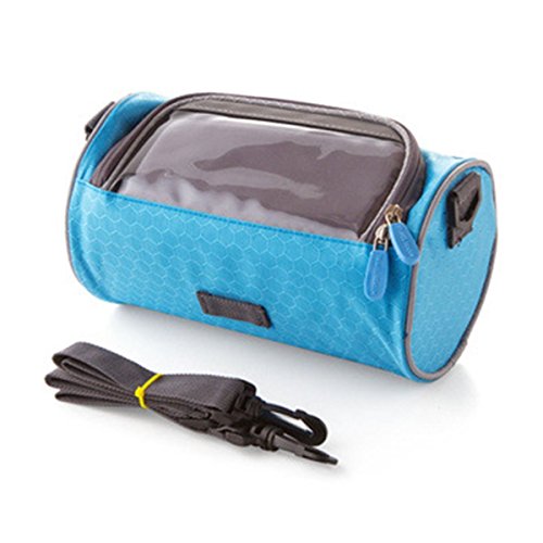 ZHIZU Bolsa de Bicicleta Ciclismo Impermeable Alforja Bolso Delantero del Tubo Bolso del Manillar Bolsa Sillin con Pantalla de PVC Transparente Bolsa bicicleta para Teléfonos Móviles (Azul)