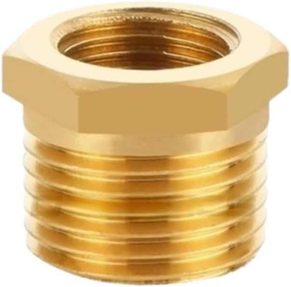 Pipe Fitting Coupler Connector, Brass BSP Hex Bushing Female to Male Reducer Pipe Fitting Multiple Sizes(3/8x1/2in)