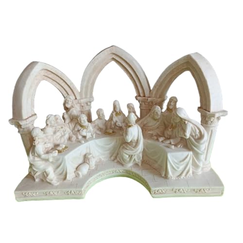 Image of DDSS Jesus and 12 Apostoles Poly Marble Last Supper Family Statue (DD-361)