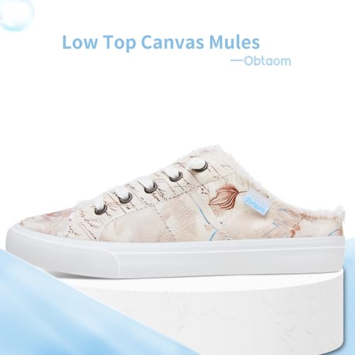 Image of Obtaom Women Canvas Mules Memory Foam Clipper Fashion Sneakers Comfortable Slip-On Mule Backless Holiday Shoes