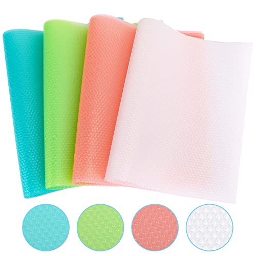 Bakhuk 18Pcs Refrigerator Liners Mats, Refrigerator Shelf Liners Washable, Fridge Liners For Freezer Glass Cupboard Cabinet Drawers Table Mats(4 Blue, 4 Green, 4 Red, 6 Clear) #TOP7